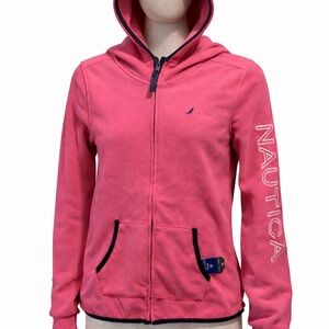 Nautica Girls’ Polar Fleece Zip-Up Hooded Jacket – Rose, Size 16